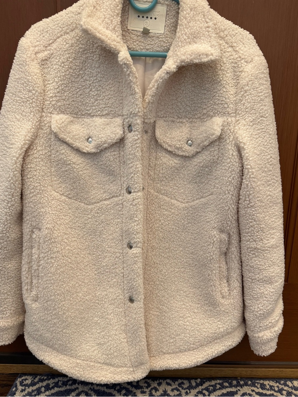 Blank NYC Cream Sherpa Snap-Front Jacket
